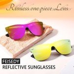 FEISEDY Stylish Rimless Purple Mirror Sunglasses