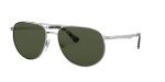 Persol Silver Frame Sunglasses with Green Lenses