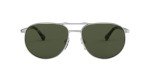 Persol Silver Frame Sunglasses with Green Lenses