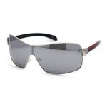 Men's Italian Designer Sport Wrap Sunglasses - Black/Silver