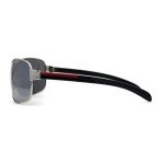 Men's Italian Designer Sport Wrap Sunglasses - Black/Silver