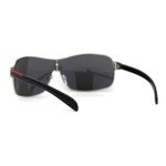 Men's Italian Designer Sport Wrap Sunglasses - Black/Silver