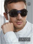 Men's Italian Designer Sport Wrap Sunglasses - Black/Silver
