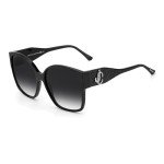 Jimmy Choo Noemi Black Glitter Square Sunglasses