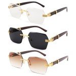 Liu Wen Men’s Retro Rimless Sunglasses 3-Pack