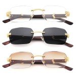 Liu Wen Men’s Retro Rimless Sunglasses 3-Pack