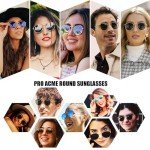 Gold Frame Polarized Round Sunglasses for Women