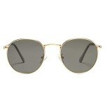 Gold Frame Polarized Round Sunglasses for Women