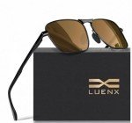 LUENX Polarized Rectangular Aviator Sunglasses for Men & Women