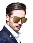 LUENX Polarized Rectangular Aviator Sunglasses for Men & Women