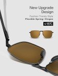 LUENX Polarized Rectangular Aviator Sunglasses for Men & Women