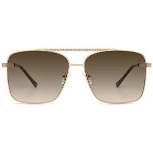 Trendy Oversized Aviator Sunglasses with Rhinestones