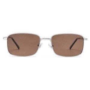 SOJOS Retro Polarized Rectangle Sunglasses - Silver/Brown