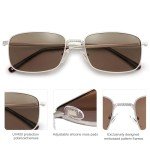 SOJOS Retro Polarized Rectangle Sunglasses - Silver/Brown