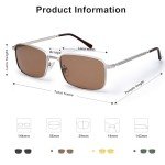 SOJOS Retro Polarized Rectangle Sunglasses - Silver/Brown