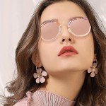 CARFIA Pink Mirrored Polarized Sunglasses for Women