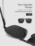 LUENX Men's Rectangular Polarized Sunglasses - Black