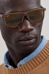Maui Jim Polarized Rectangular Sunglasses - Brown Stripe