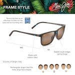 Maui Jim Polarized Rectangular Sunglasses - Brown Stripe