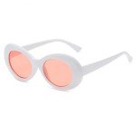 Bold White Oval Retro Sunglasses - Mod Style
