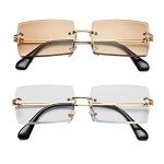 Tea & White Rectangle Rimless Sunglasses for All