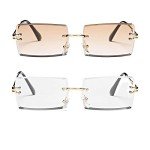 Tea & White Rectangle Rimless Sunglasses for All