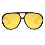Retro Oversized Polarized Aviator Sunglasses - Black/Yellow