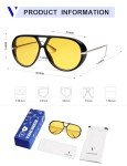 Retro Oversized Polarized Aviator Sunglasses - Black/Yellow