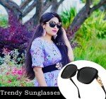 FEISEDY Women's Oversized Pearl Sunglasses with UV Protection