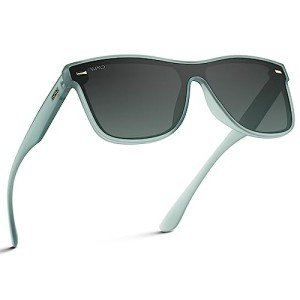 Polarized Flat Lens Square Sunglasses - Frosted Sky