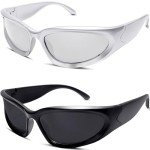 Trendy Y2K Wrap Around Sunglasses - 2 Pairs