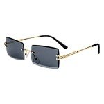 Gleyemor Vintage Rimless Rectangle Gradient Sunglasses