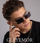 Gleyemor Vintage Rimless Rectangle Gradient Sunglasses