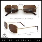 Men's Retro Narrow Rectangular Metal Sunglasses