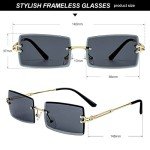 Gleyemor Vintage Rimless Rectangle Gradient Sunglasses