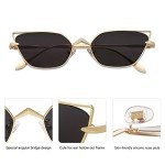 Gold & Grey Small Cateye Sunglasses by SOJOS
