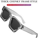 AIEYEZO Clear Grey Square Sunglasses for All