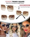 Pearl Detail Oversized Square Designer Sunglasses