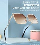 Pearl Detail Oversized Square Designer Sunglasses