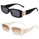 90s Retro Rectangle Sunglasses for Women (2-Pack)