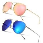 SUNGait Women's Oversized Mirrored Aviator Sunglasses