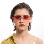 Retro Rimless Rectangle Sunglasses with Gold Frame