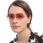 Retro Rimless Rectangle Sunglasses with Gold Frame