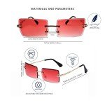 Retro Rimless Rectangle Sunglasses with Gold Frame