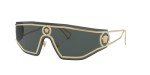 Versace Gold Metal Shield Sunglasses with Grey Lens