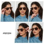 Andwood Polarized Square Aviator Sunglasses - Brown Tea