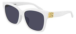 Balenciaga BB0102SA White/Gold Square Sunglasses 57mm