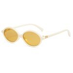Retro Oval Sunglasses for Vintage Vibes - White/Yellow