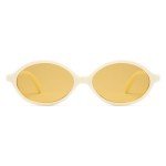 Retro Oval Sunglasses for Vintage Vibes - White/Yellow