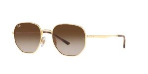 Ray-Ban Gold Square Sunglasses with Gradient Brown Lens